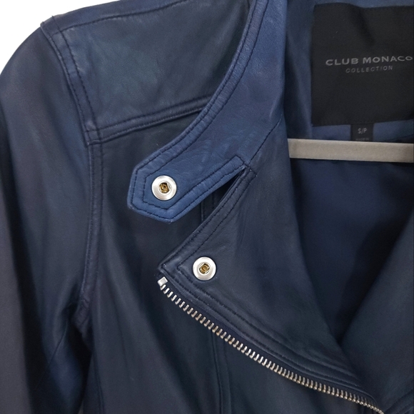 Club Monaco Lamb Leather Moto Jacket Women's Small - Picture 4 of 13